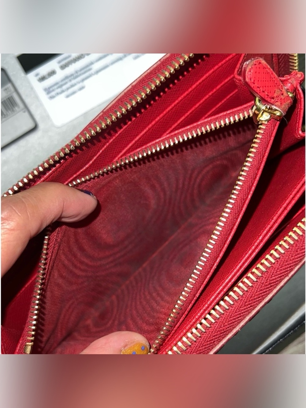 Prada Saffiano Wallet Red - Picture 7 of 9